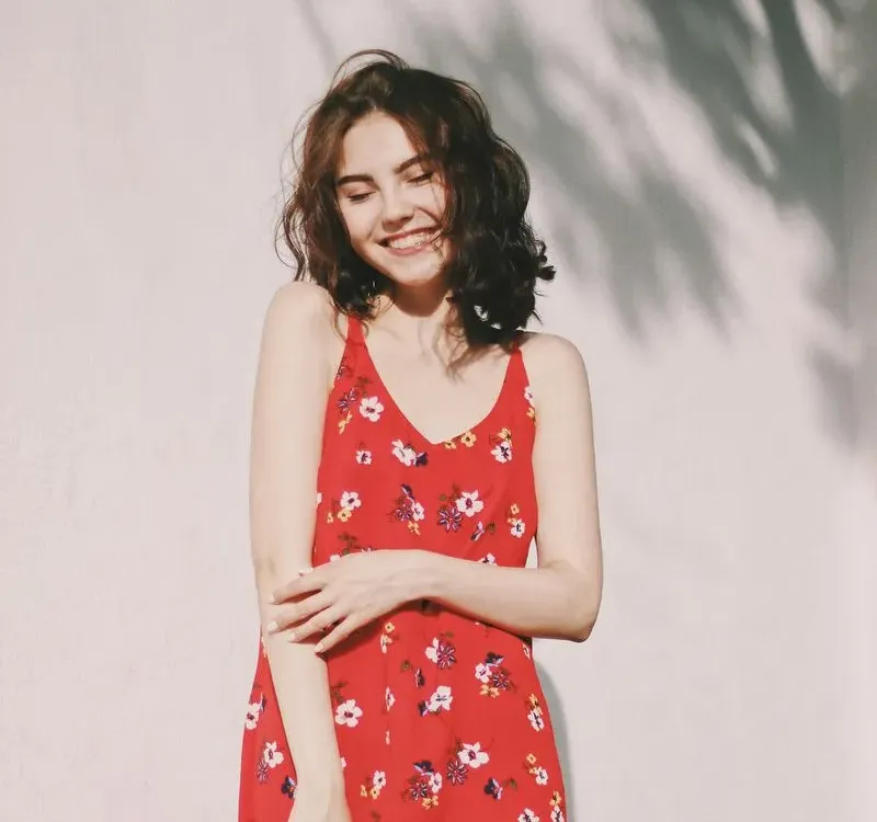Floral Dress - Text Behind Photo Example